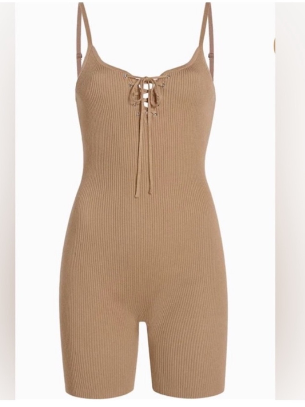 Madden Girl Camel Ribbed Knit Romper